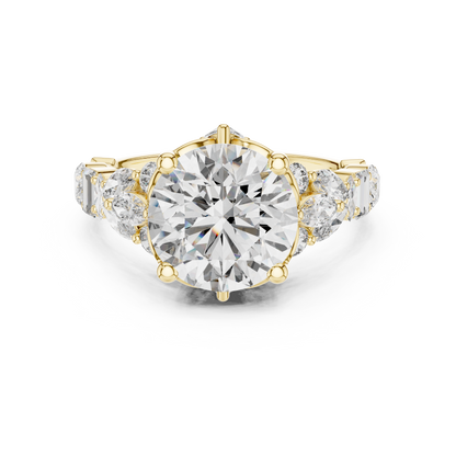 2.50ct Round Lab-Grown Diamond Engagement Ring |  Rose Gold  Bridal Multi-Stone Diamond | Cluster Designer Women