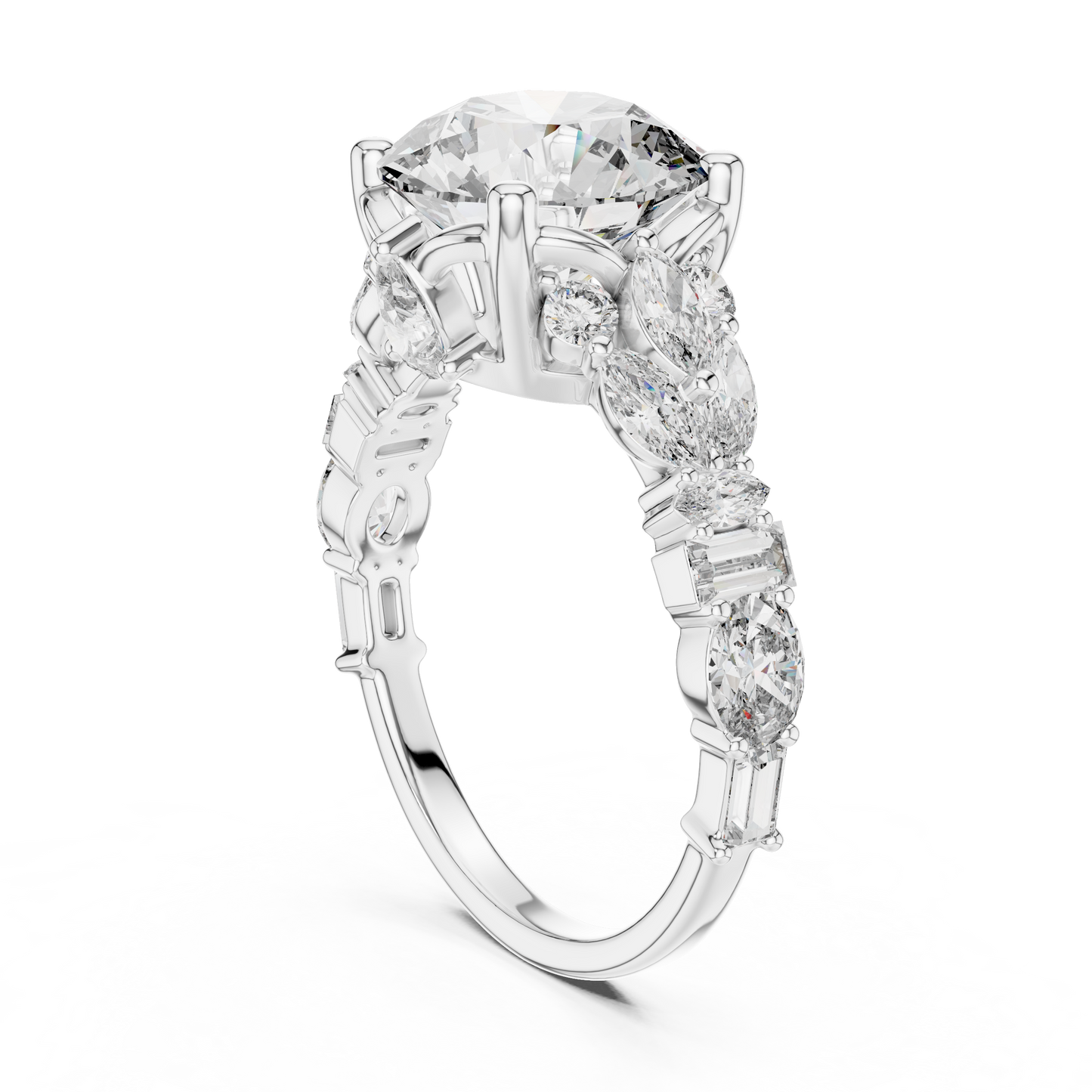 2.50ct Round Lab-Grown Diamond Engagement Ring |  Rose Gold  Bridal Multi-Stone Diamond | Cluster Designer Women