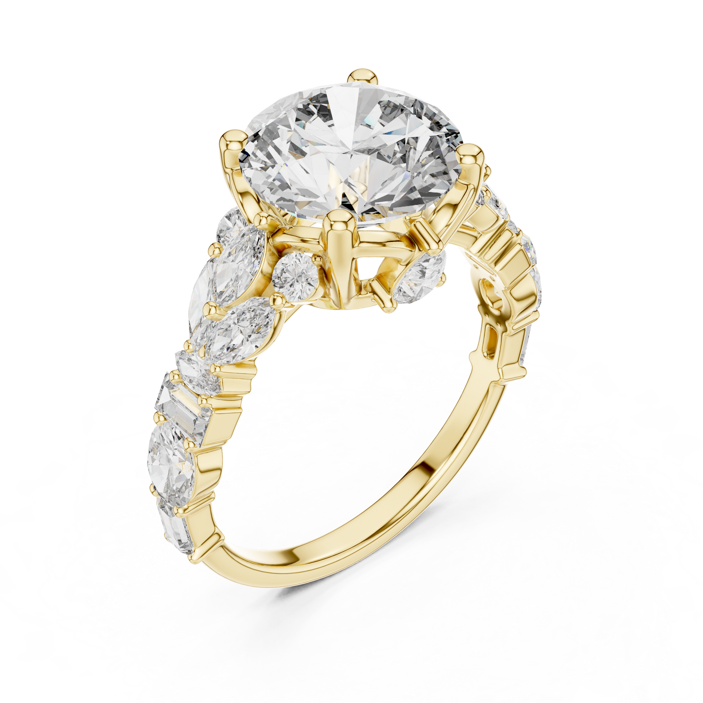 2.50ct Round Lab-Grown Diamond Engagement Ring |  Rose Gold  Bridal Multi-Stone Diamond | Cluster Designer Women
