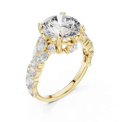 2.50ct Round Lab-Grown Diamond Engagement Ring |  Rose Gold  Bridal Multi-Stone Diamond | Cluster Designer Women