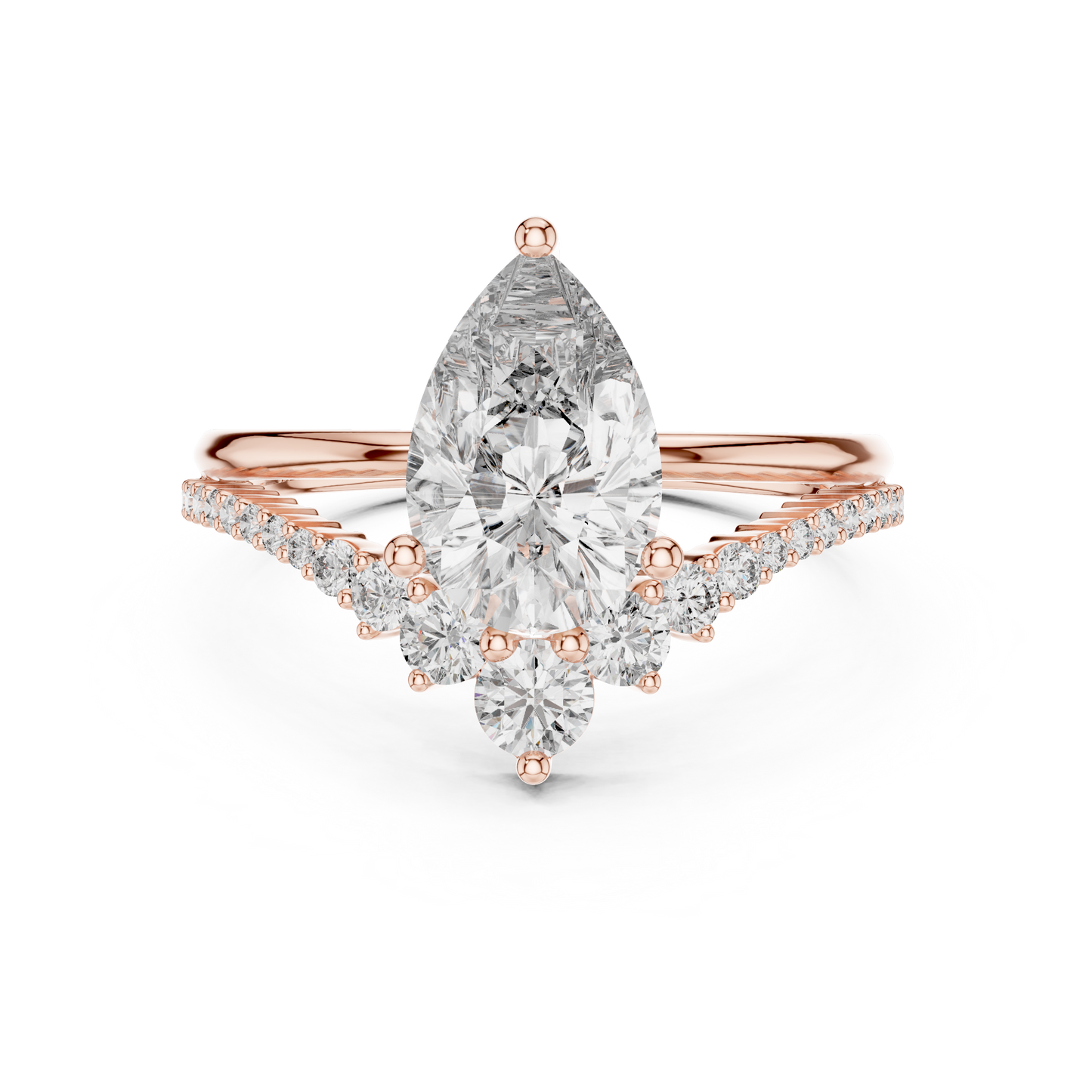 2.00Ct Pear Lab Diamond Engagement Ring • Split Shank Bridal Ring  - Gift For Anniversary