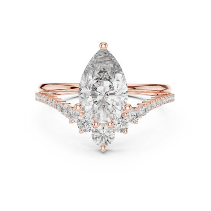 2.00Ct Pear Lab Diamond Engagement Ring • Split Shank Bridal Ring  - Gift For Anniversary