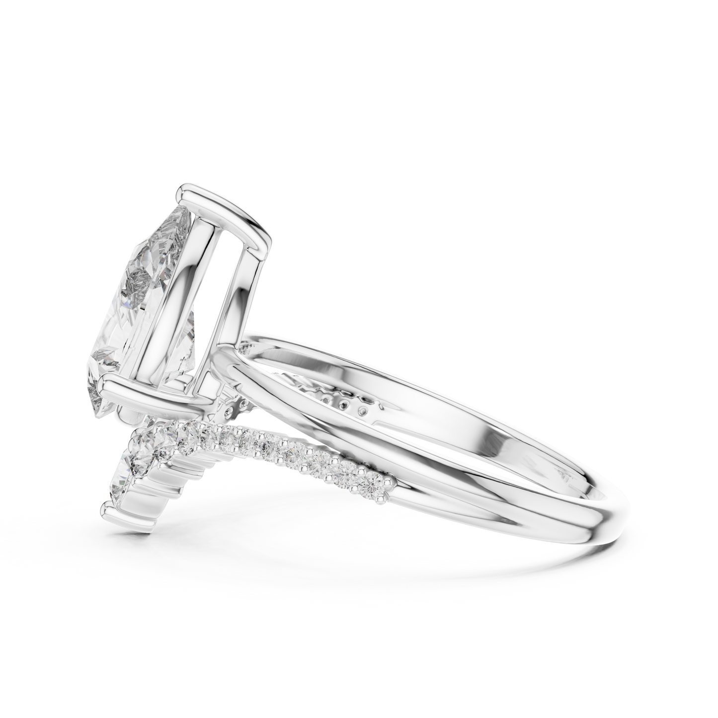 2.00Ct Pear Lab Diamond Engagement Ring • Split Shank Bridal Ring  - Gift For Anniversary