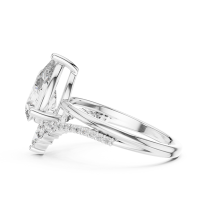 2.00Ct Pear Lab Diamond Engagement Ring • Split Shank Bridal Ring  - Gift For Anniversary