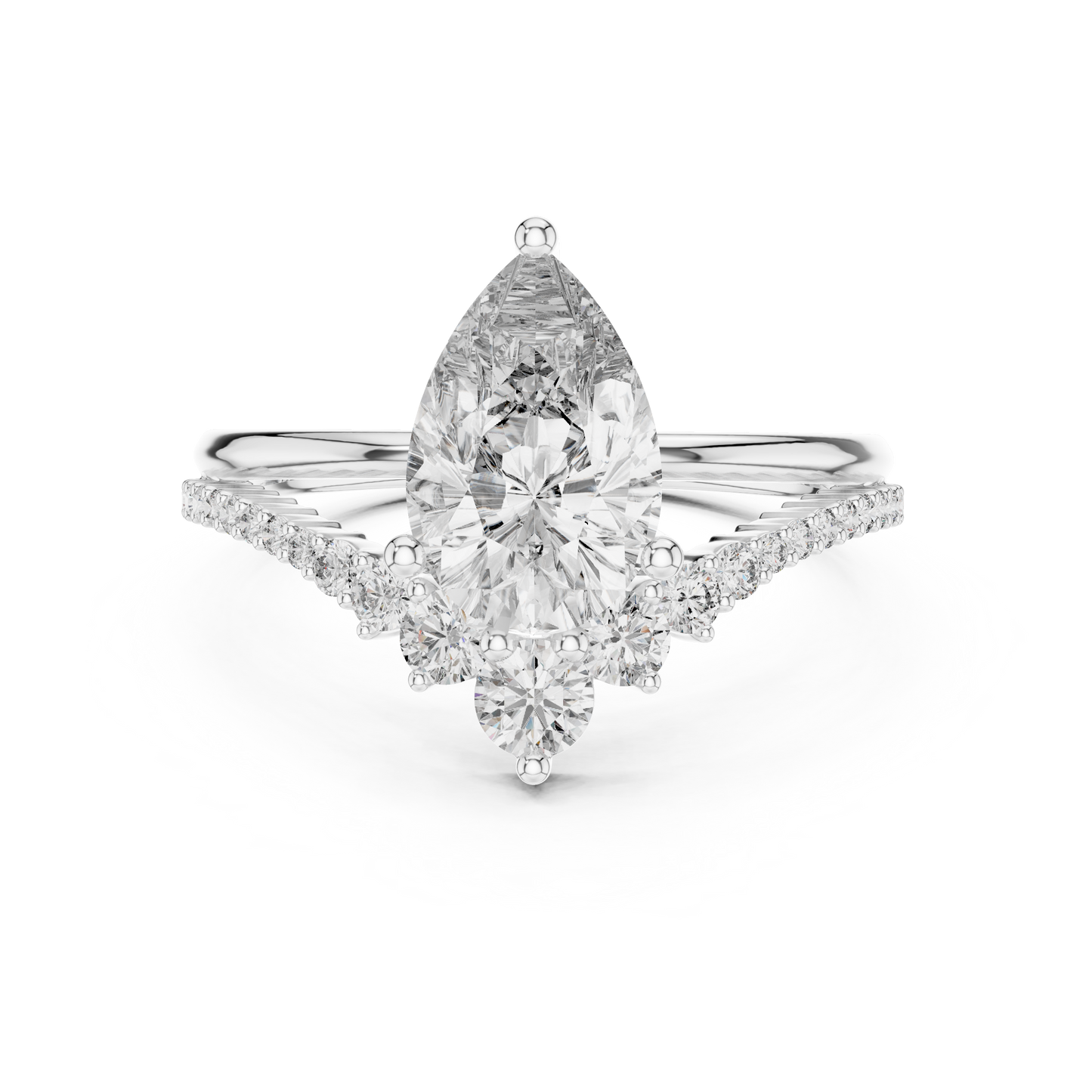 2.00Ct Pear Lab Diamond Engagement Ring • Split Shank Bridal Ring  - Gift For Anniversary