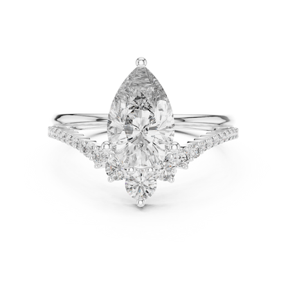 2.00Ct Pear Lab Diamond Engagement Ring • Split Shank Bridal Ring  - Gift For Anniversary