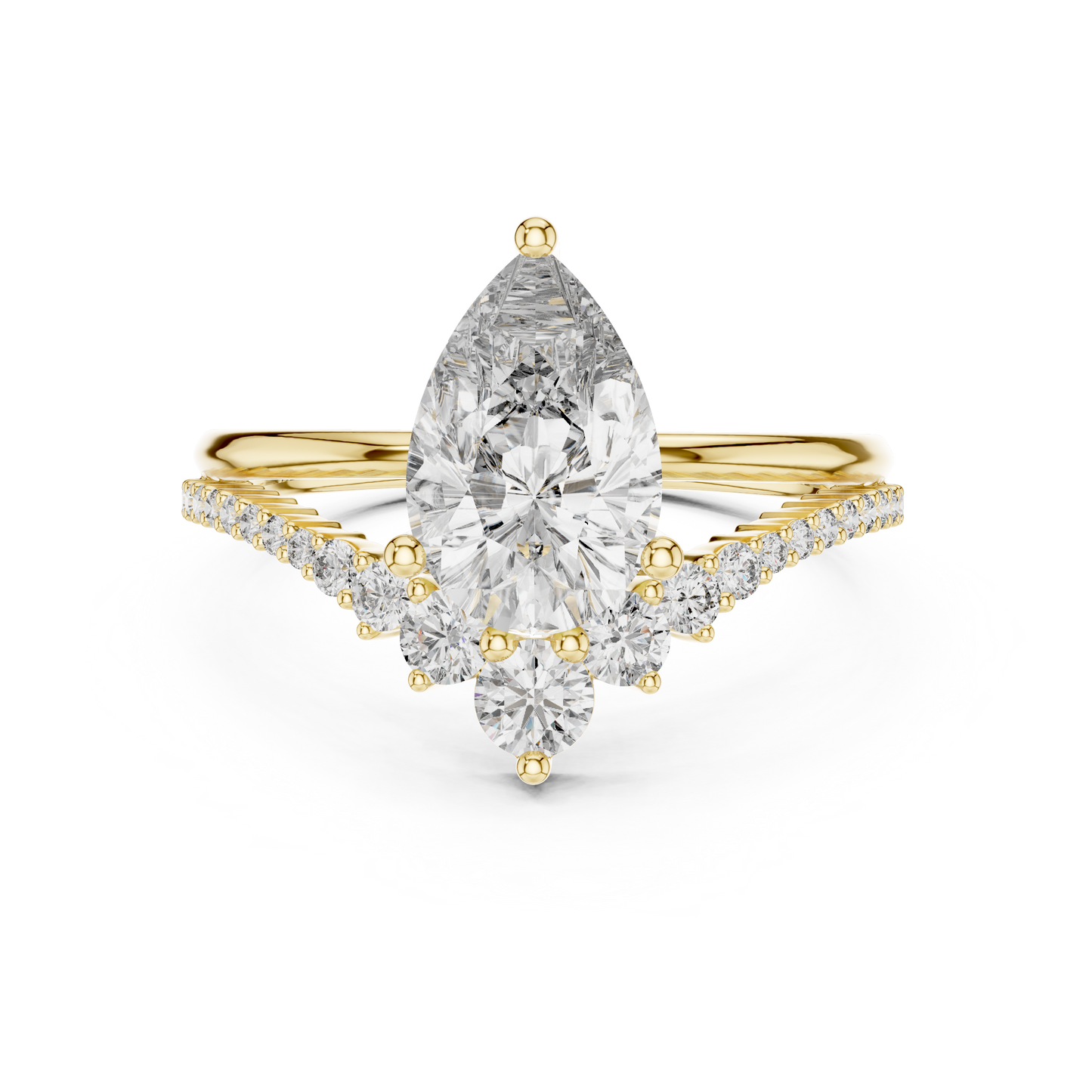 2.00Ct Pear Lab Diamond Engagement Ring • Split Shank Bridal Ring  - Gift For Anniversary