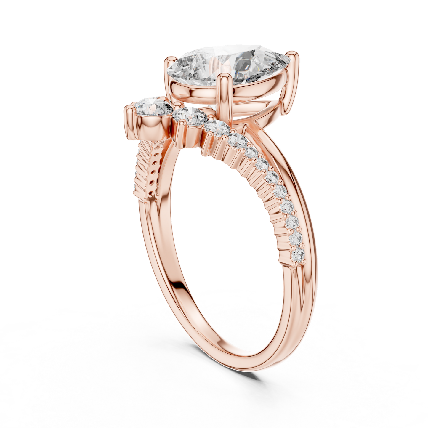 2.00Ct Pear Lab Diamond Engagement Ring • Split Shank Bridal Ring  - Gift For Anniversary