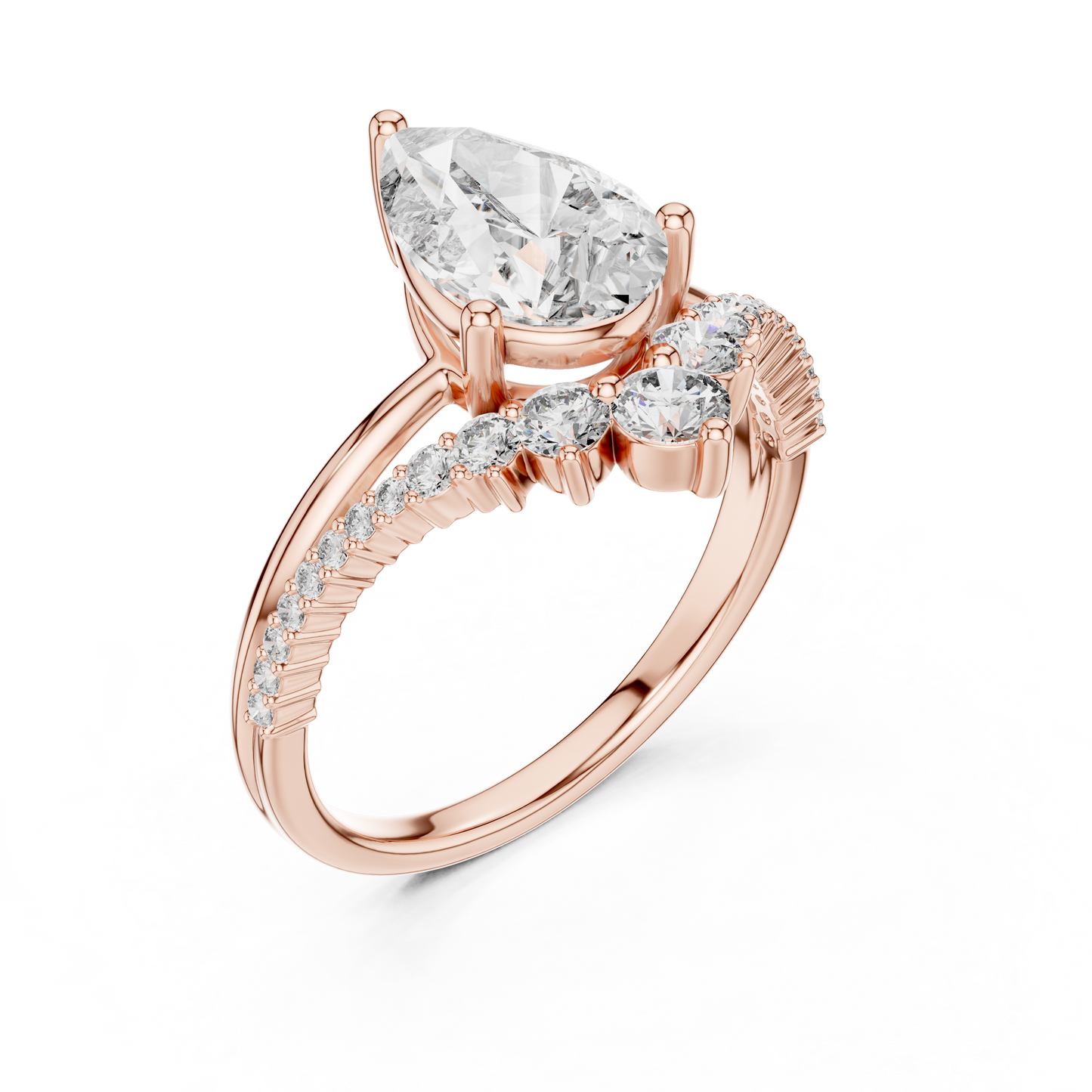 2.00Ct Pear Lab Diamond Engagement Ring • Split Shank Bridal Ring  - Gift For Anniversary