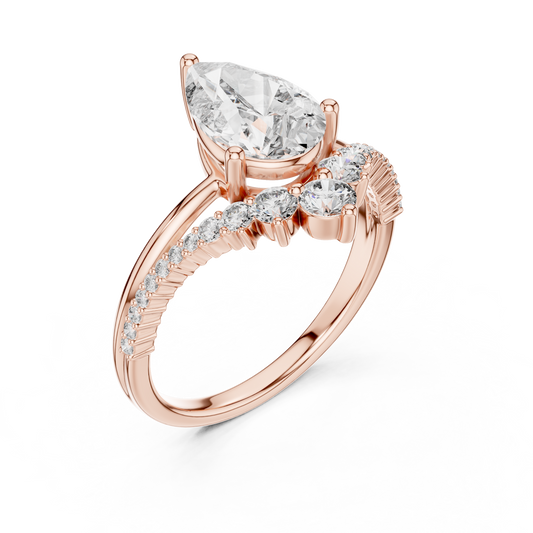 2.00Ct Pear Lab Diamond Engagement Ring • Split Shank Bridal Ring  - Gift For Anniversary