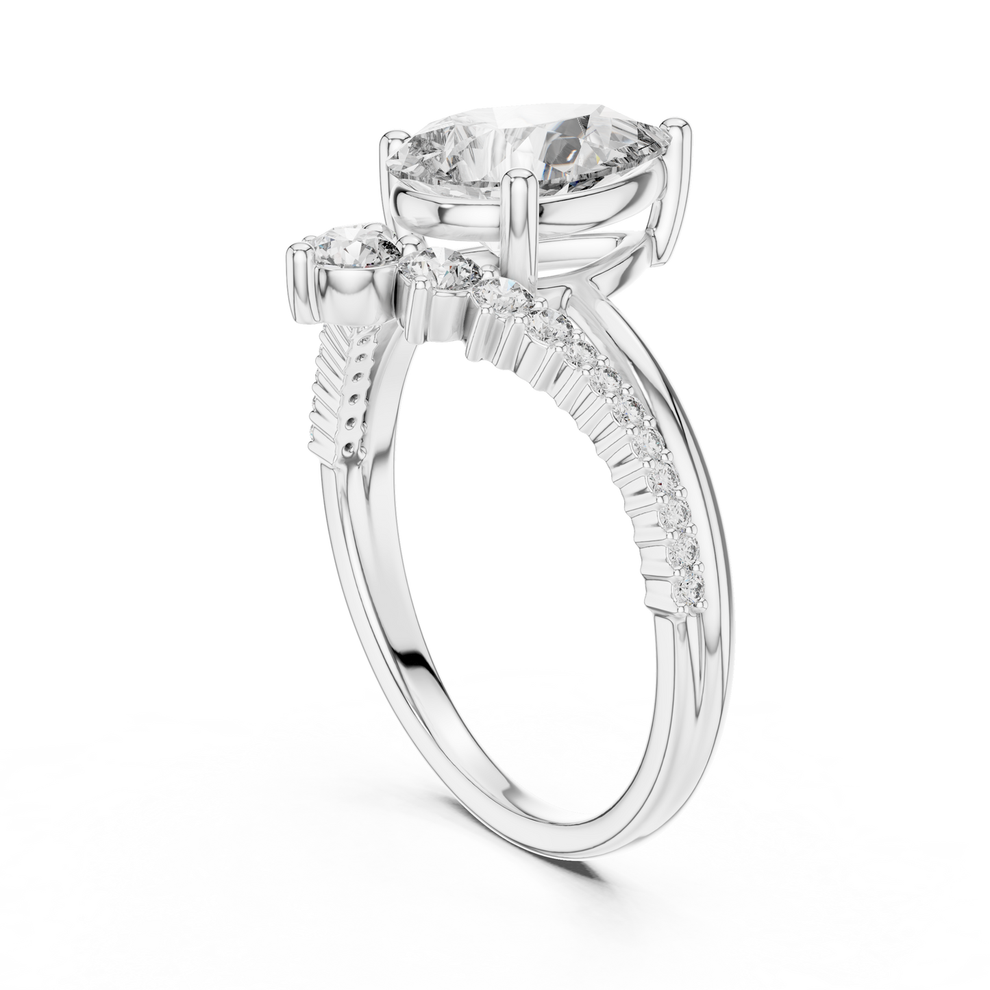 2.00Ct Pear Lab Diamond Engagement Ring • Split Shank Bridal Ring  - Gift For Anniversary