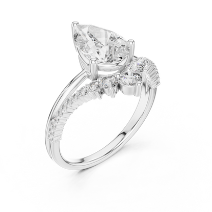 2.00Ct Pear Lab Diamond Engagement Ring • Split Shank Bridal Ring  - Gift For Anniversary