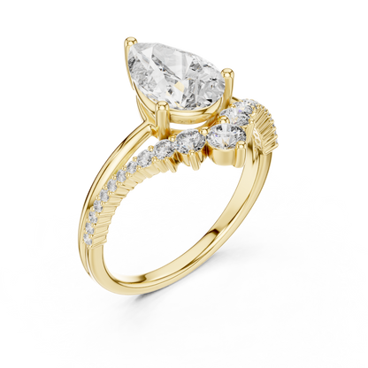 2.00Ct Pear Lab Diamond Engagement Ring • Split Shank Bridal Ring  - Gift For Anniversary