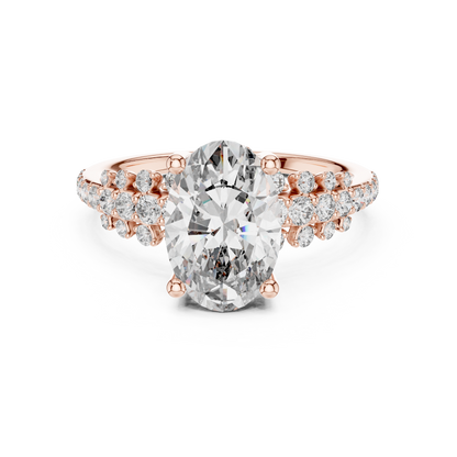 2.00CtVelouraTwine™ Oval Sparkle Ring • Multi-Row Diamond Band • Sculpted Arc Setting