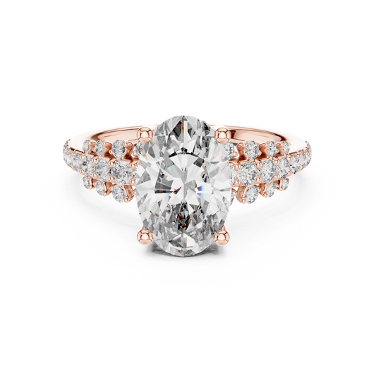 2.00CtVelouraTwine™ Oval Sparkle Ring • Multi-Row Diamond Band • Sculpted Arc Setting
