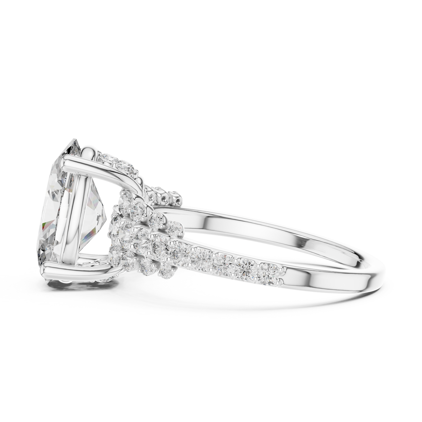 2.00CtVelouraTwine™ Oval Sparkle Ring • Multi-Row Diamond Band • Sculpted Arc Setting