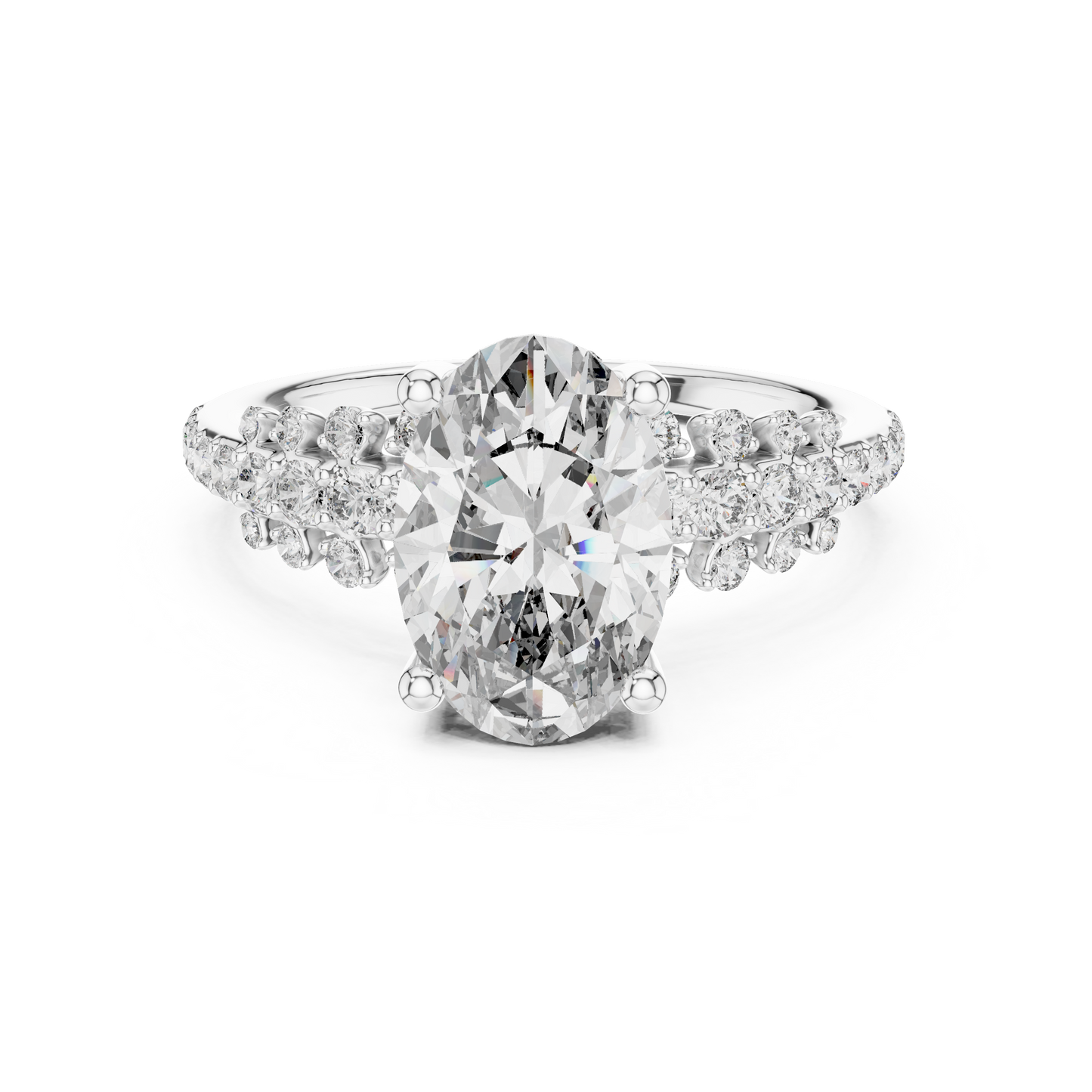 2.00CtVelouraTwine™ Oval Sparkle Ring • Multi-Row Diamond Band • Sculpted Arc Setting
