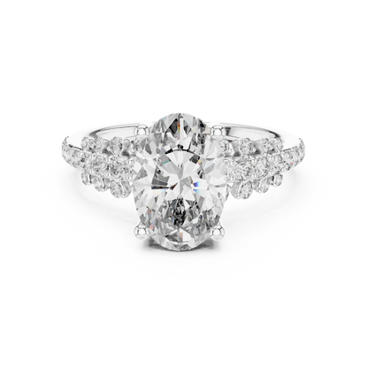 2.00CtVelouraTwine™ Oval Sparkle Ring • Multi-Row Diamond Band • Sculpted Arc Setting