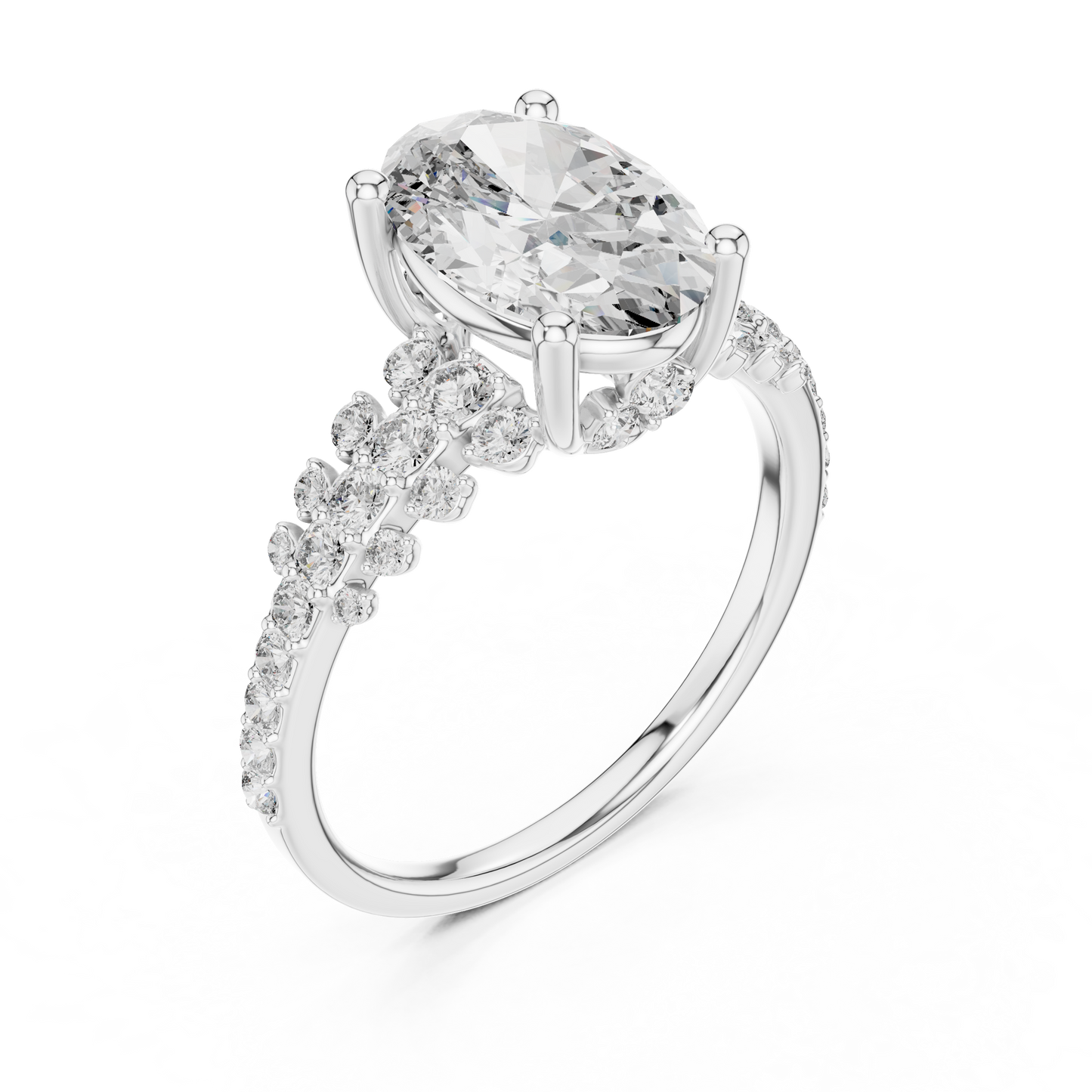 2.00CtVelouraTwine™ Oval Sparkle Ring • Multi-Row Diamond Band • Sculpted Arc Setting