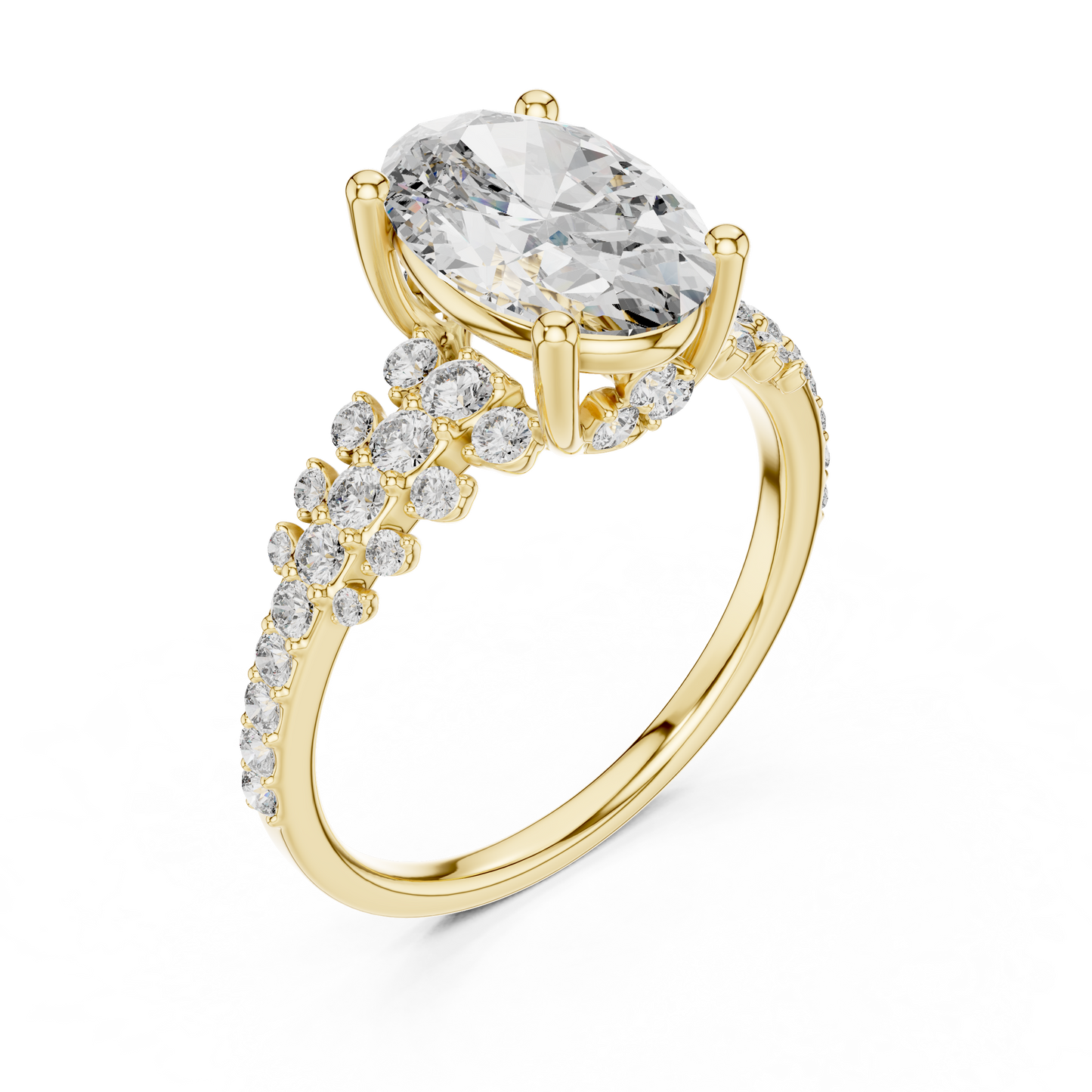 2.00CtVelouraTwine™ Oval Sparkle Ring • Multi-Row Diamond Band • Sculpted Arc Setting