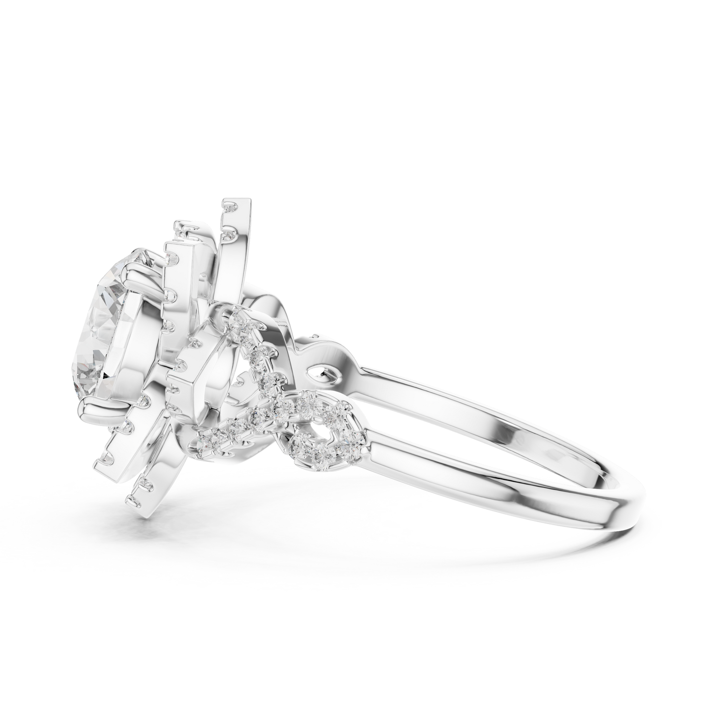 1.5Ct Blossom Halo Ring • Diamond Lotus Style Setting • Romantic Engage Ring • UniqueHandmade jewelry