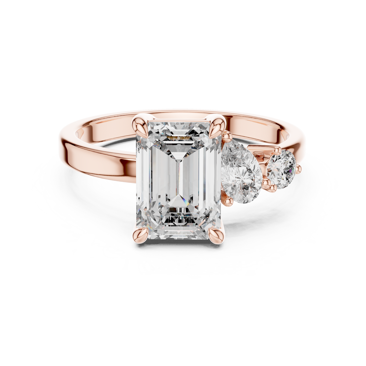 Emerald Cut Diamond Jewel | Three Stone Prestige Ring | Timeless Aristocratic Engagement Icon