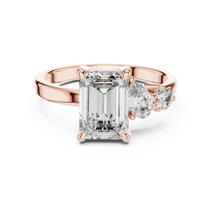 Emerald Cut Diamond Jewel | Three Stone Prestige Ring | Timeless Aristocratic Engagement Icon