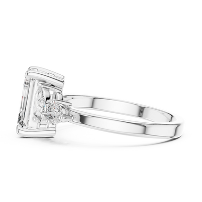 Emerald Cut Diamond Jewel | Three Stone Prestige Ring | Timeless Aristocratic Engagement Icon