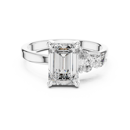 Emerald Cut Diamond Jewel | Three Stone Prestige Ring | Timeless Aristocratic Engagement Icon