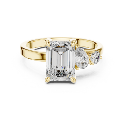 Emerald Cut Diamond Jewel | Three Stone Prestige Ring | Timeless Aristocratic Engagement Icon
