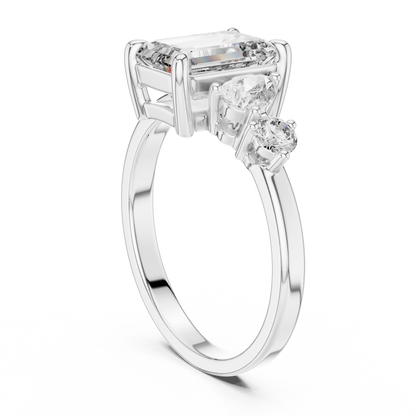 Emerald Cut Diamond Jewel | Three Stone Prestige Ring | Timeless Aristocratic Engagement Icon