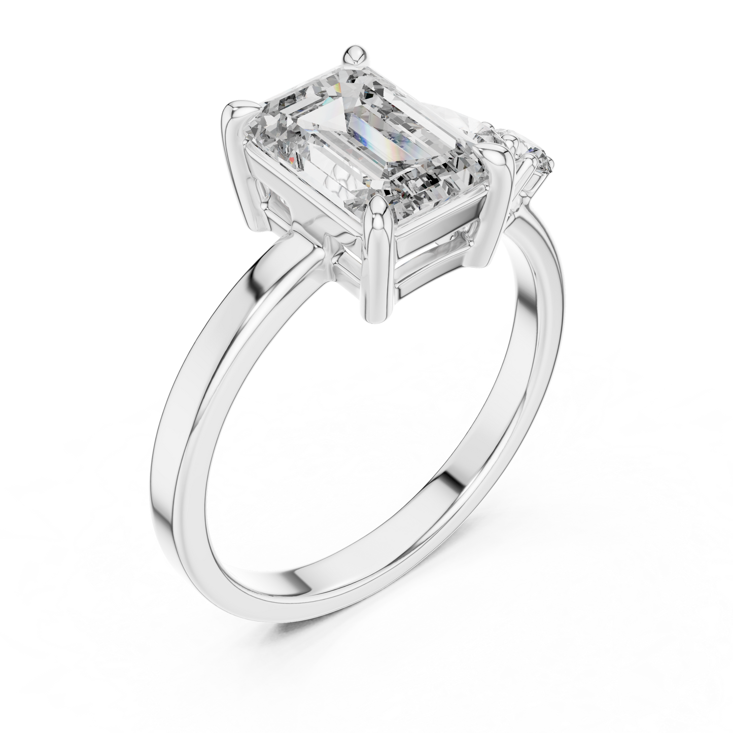 Emerald Cut Diamond Jewel | Three Stone Prestige Ring | Timeless Aristocratic Engagement Icon