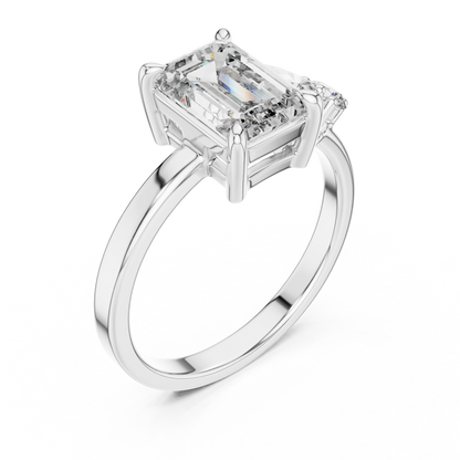Emerald Cut Diamond Jewel | Three Stone Prestige Ring | Timeless Aristocratic Engagement Icon