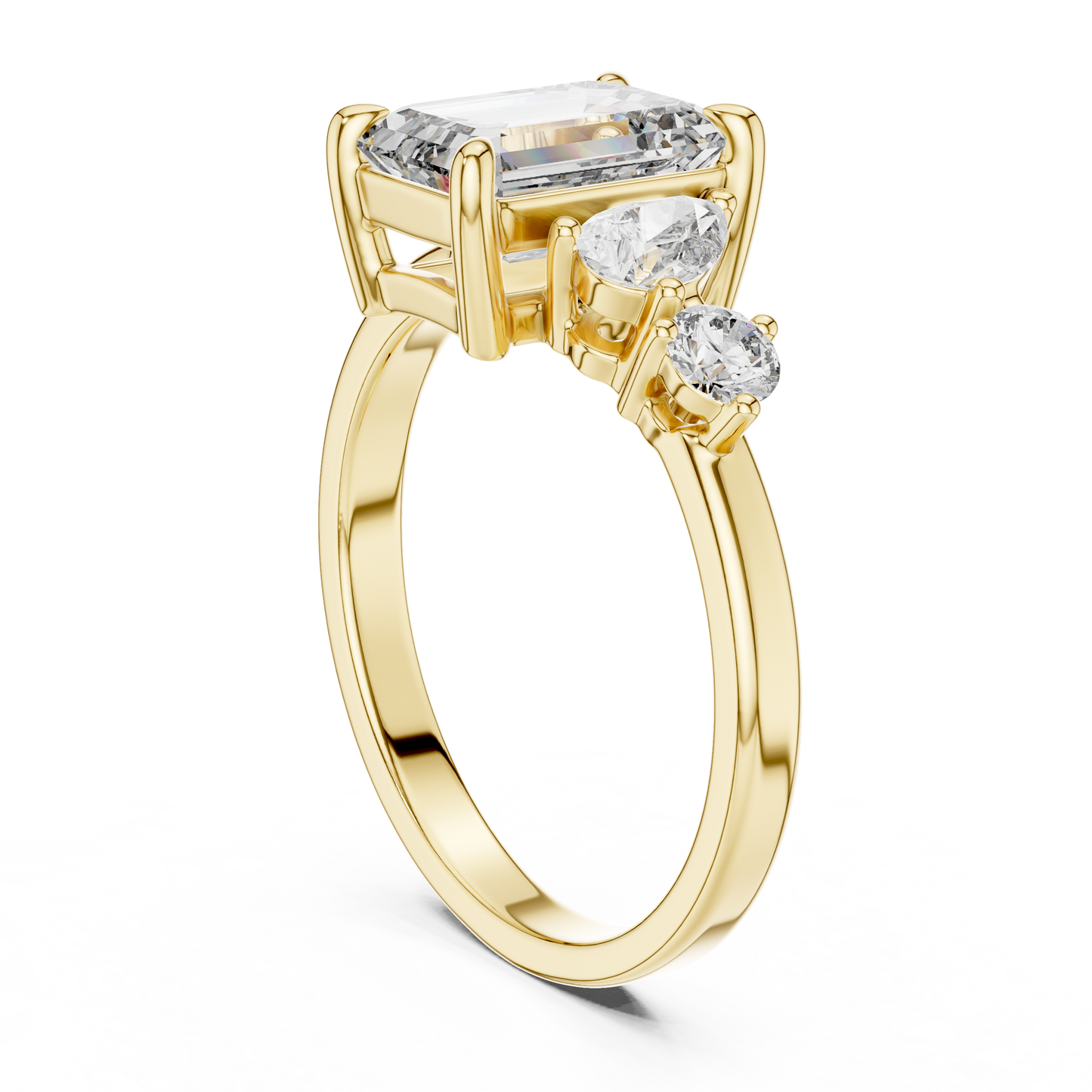 Emerald Cut Diamond Jewel | Three Stone Prestige Ring | Timeless Aristocratic Engagement Icon
