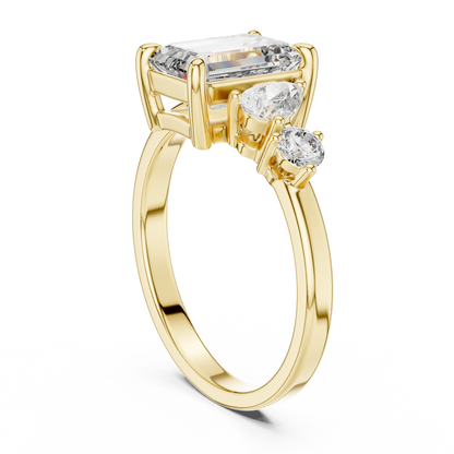Emerald Cut Diamond Jewel | Three Stone Prestige Ring | Timeless Aristocratic Engagement Icon