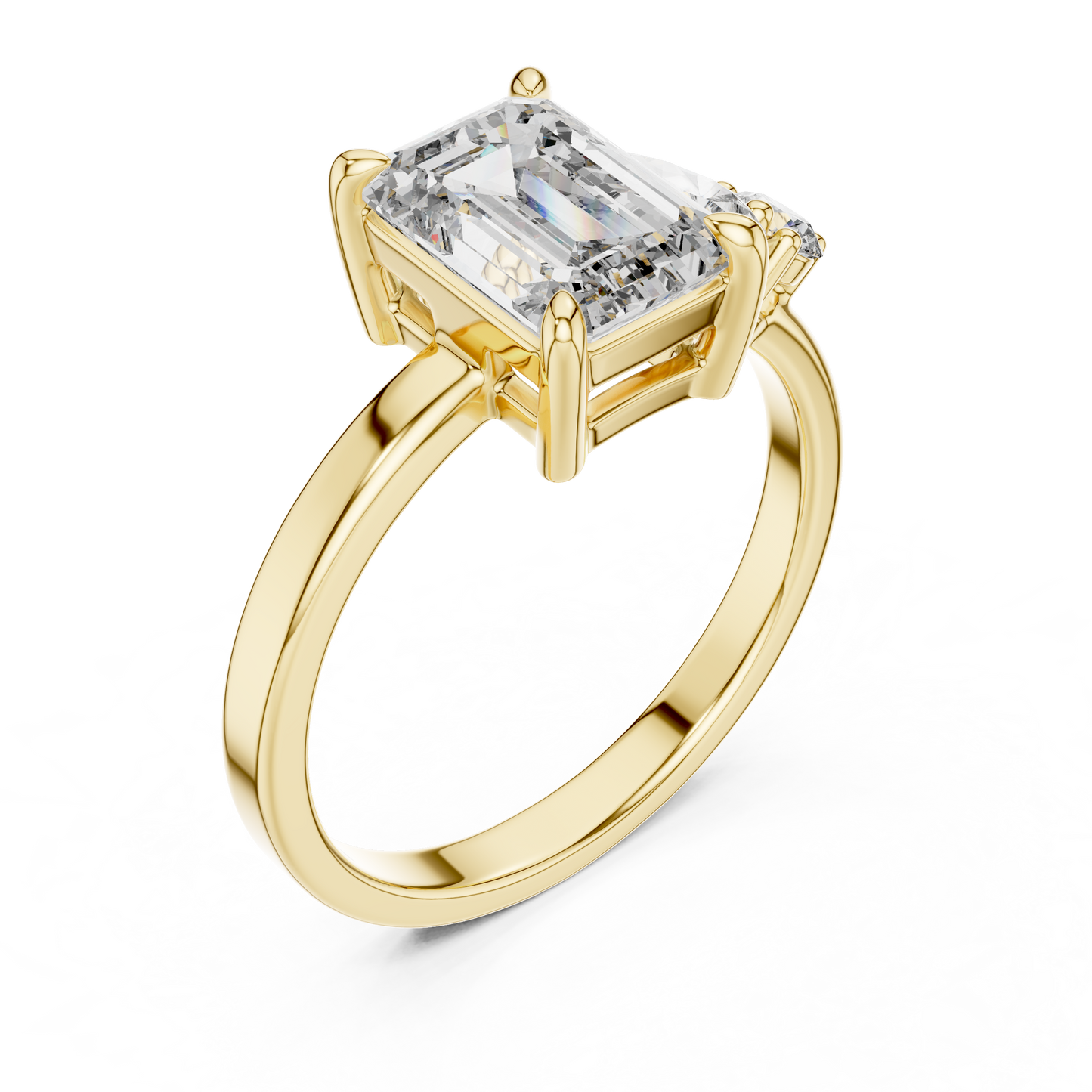 Emerald Cut Diamond Jewel | Three Stone Prestige Ring | Timeless Aristocratic Engagement Icon