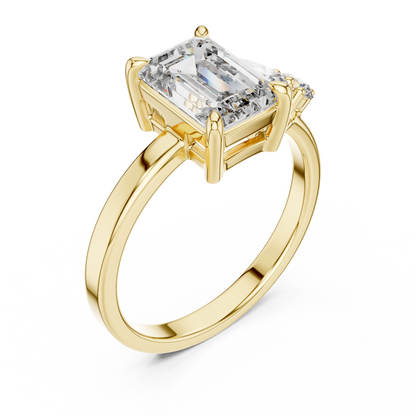 Emerald Cut Diamond Jewel | Three Stone Prestige Ring | Timeless Aristocratic Engagement Icon