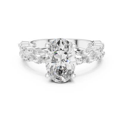 2.00Ct Venti Marquise™ Oval Bridal Ring — 3-Row Marquise Band • Bold Modern Statement