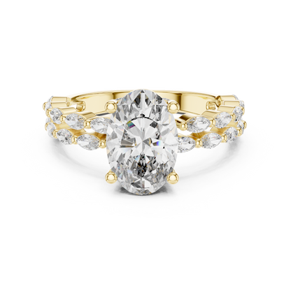 2.00Ct Venti Marquise™ Oval Bridal Ring — 3-Row Marquise Band • Bold Modern Statement