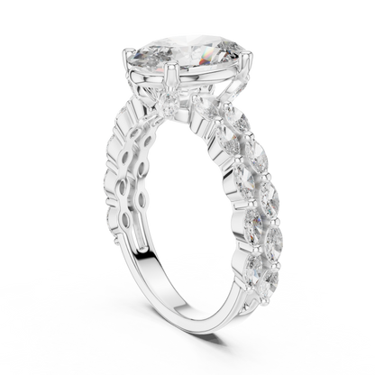2.00Ct Venti Marquise™ Oval Bridal Ring — 3-Row Marquise Band • Bold Modern Statement
