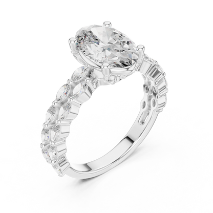 2.00Ct Venti Marquise™ Oval Bridal Ring — 3-Row Marquise Band • Bold Modern Statement