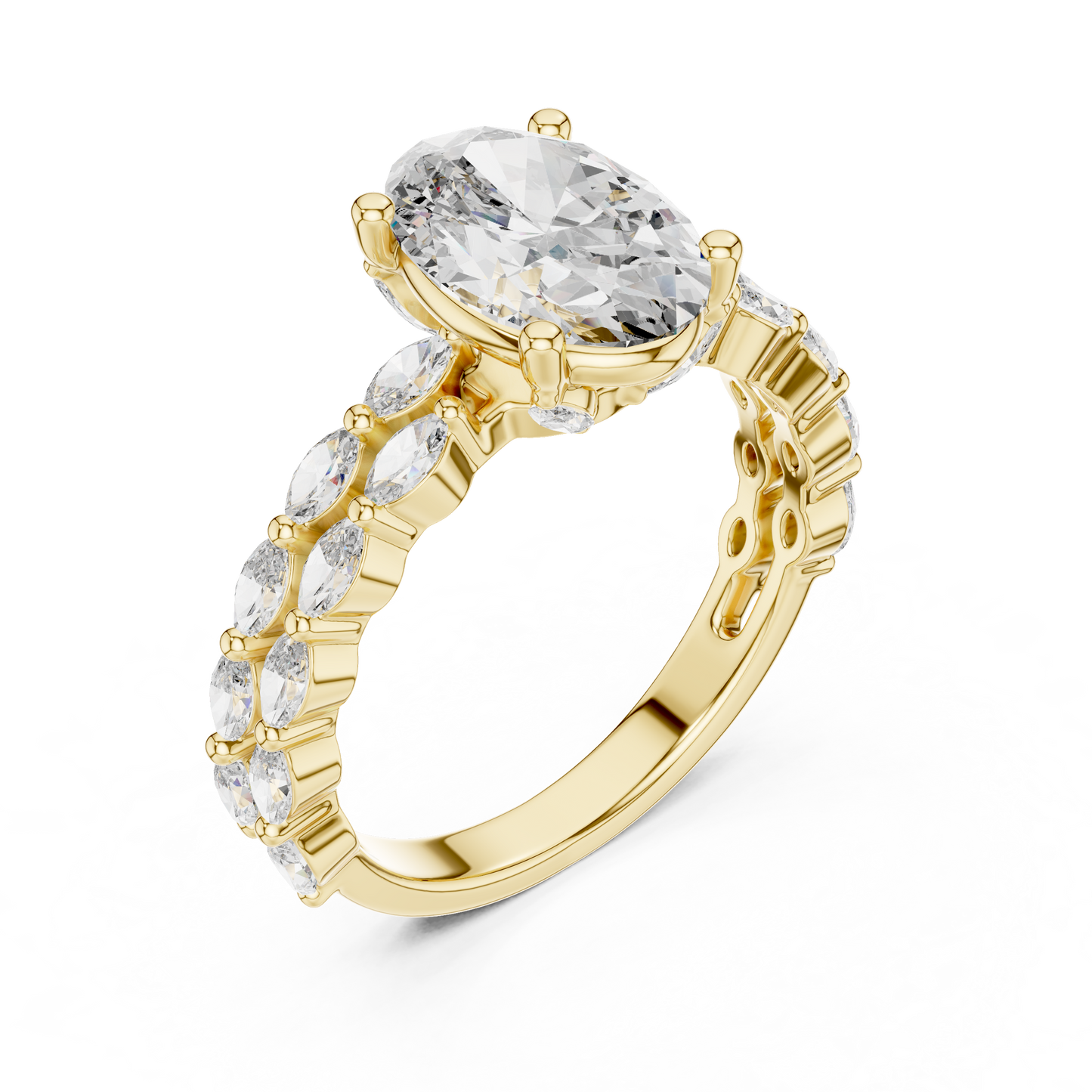 2.00Ct Venti Marquise™ Oval Bridal Ring — 3-Row Marquise Band • Bold Modern Statement
