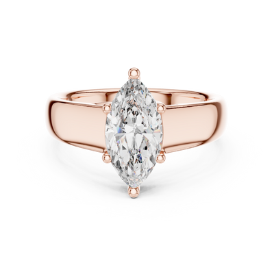 2.00Ct  NovaMarquise™ Thick Gold Band Ring — Modern Knife-Edge Elegance • Statement Solitaire