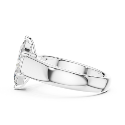 2.00Ct  NovaMarquise™ Thick Silver Band Ring — Modern Knife-Edge Elegance • Statement Solitaire
