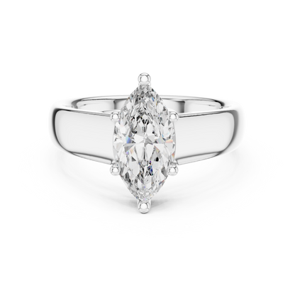 2.00Ct  NovaMarquise™ Thick Silver Band Ring — Modern Knife-Edge Elegance • Statement Solitaire