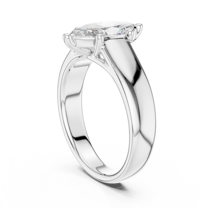 2.00Ct  NovaMarquise™ Thick Silver Band Ring — Modern Knife-Edge Elegance • Statement Solitaire