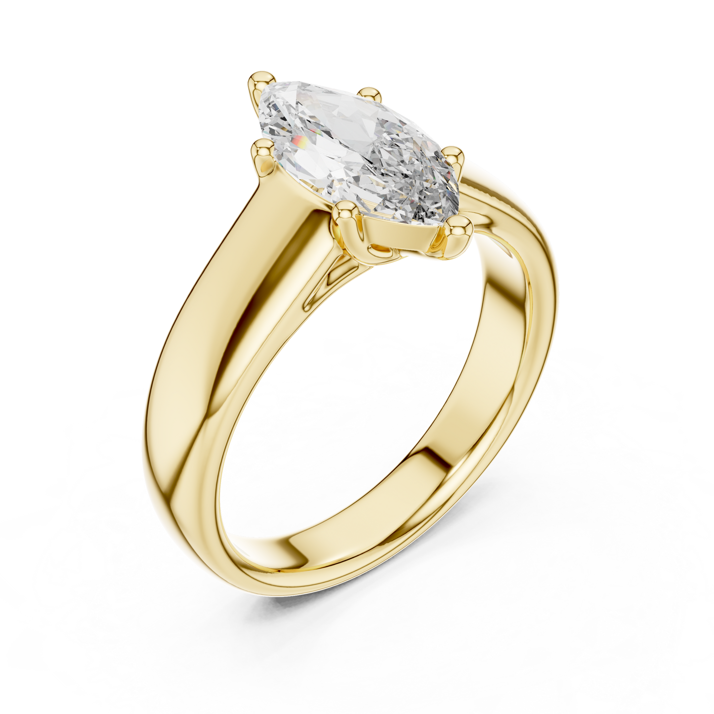 2.00Ct  NovaMarquise™ Thick Silver Band Ring — Modern Knife-Edge Elegance • Statement Solitaire