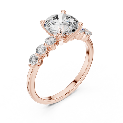 2.00Ct Round Five-Stone Solitaire Ring • Lab Diamond Engagement Ring • Luxe Gold Bridal Jewelry Gift