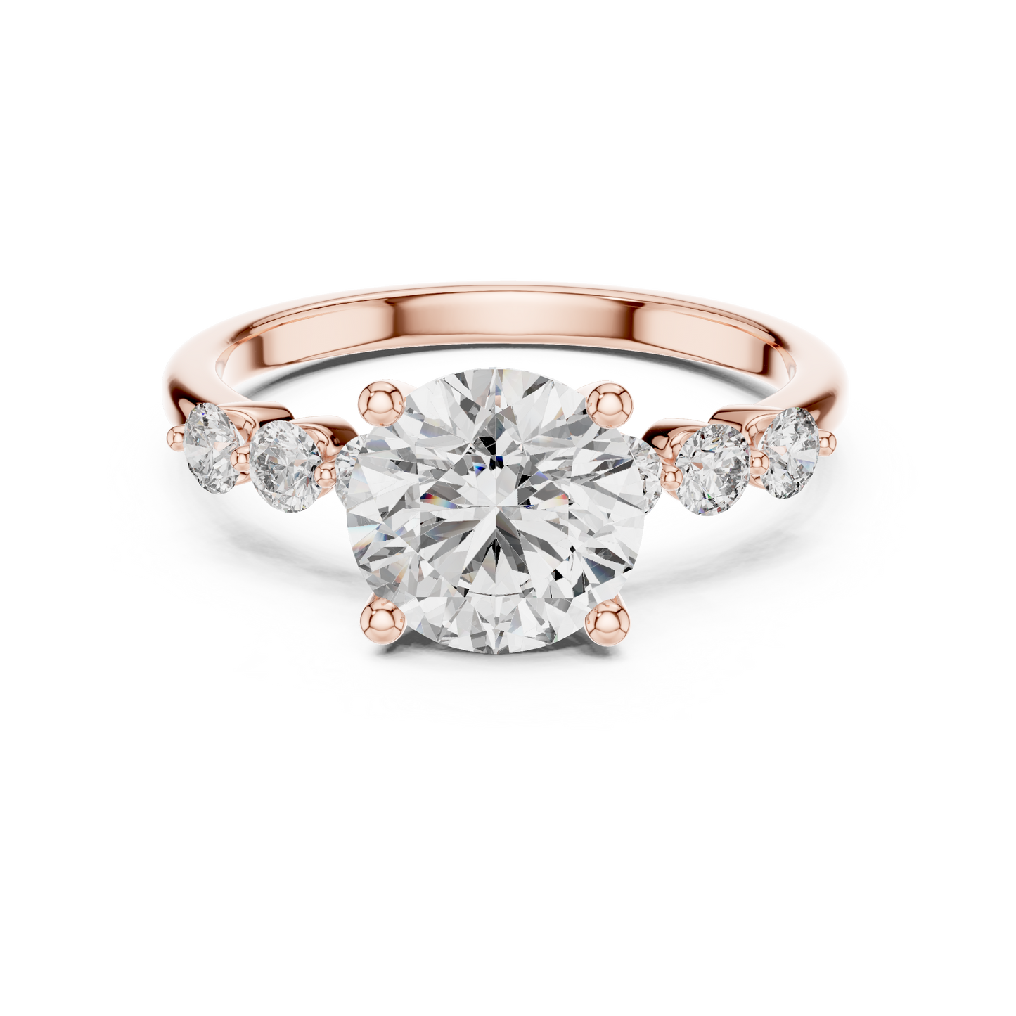 2.00Ct Round Five-Stone Solitaire Ring • Lab Diamond Engagement Ring • Luxe Gold Bridal Jewelry Gift