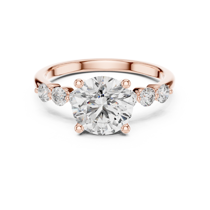 2.00Ct Round Five-Stone Solitaire Ring • Lab Diamond Engagement Ring • Luxe Gold Bridal Jewelry Gift